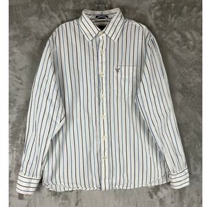 American Eagle Outfitters Mens Long Sleeve Button Down Shirt Blue Black Sz L